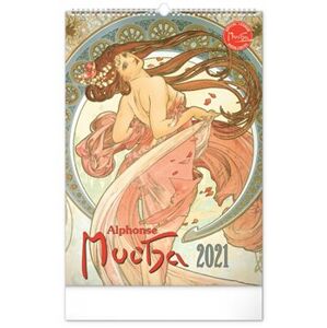 Nástěnný kalendář Alfons Mucha 2021, 33 × 46 cm