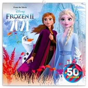 Poznámkový kalendář Frozen – Ledové království II 2021, s 50 samolepkami, 30 × 30 cm