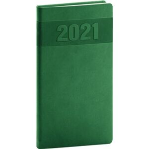 Kapesní diář Aprint 2021, zelený, 9 × 15,5 cm