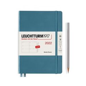 Týdenní plánovací diář Leuchtturm Medium (A5) 2022, Softcover, Stone Blue, English