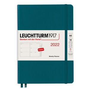 Týdenní diář Leuchtturm Medium (A5) 2022, with booklet, Stone Blue, English
