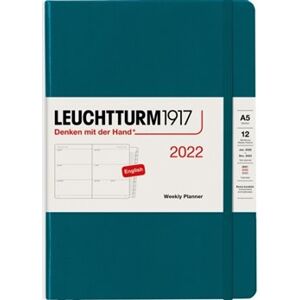 Týdenní plánovací diář Leuchtturm Medium (A5) 2022, with booklet, Pacific Green, English