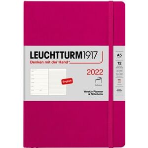 Týdenní diář a zápisník Leuchtturm Medium (A5) 2022, Softcover, Berry, English