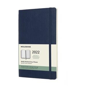 Plánovací zápisník Moleskine 2022, měkký, modrý L
