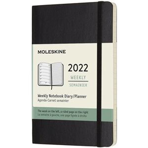 Plánovací zápisník Moleskine 2022, měkký, černý S