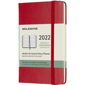 Horizontální týdenní diář Moleskine 2022, tvrdý, červený S