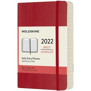 Diář Moleskine 2022, denní, měkký, červený S