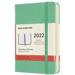 Diář Moleskine 2022 denní tvrdý zelený S