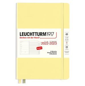 Týdenní diář Leuchtturm 18ti měsíční Vanilla, Weekly Planner & Notebook Medium (A5), 2023 with extra booklet, English