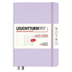 Týdenní diář Leuchtturm 18ti měsíční Lilac, Weekly Planner & Notebook Medium (A5), 2023 with extra booklet, English