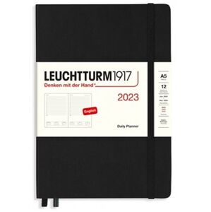 Denní diář Leuchtturm black, Daily Planner Medium (A5) 2023, English