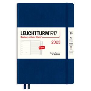 Týdenní diář a zápisník Leuchtturm Navy, Weekly Planner & Notebook Medium (A5) 2023, with extra booklet, English