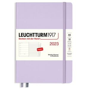 Diář Leuchtturm 2023 Lilac, Weekly Planner & Notebook Medium (A5) 2023, with extra booklet, English