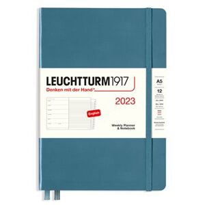Diář Leuchtturm 2023 Stone Blue, Weekly Planner & Notebook Medium (A5) 2023, with extra booklet, English