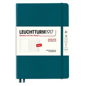 Diář Leuchtturm 2023 Pacific Green, Weekly Planner & Notebook Medium (A5) 2023, with extra booklet, English