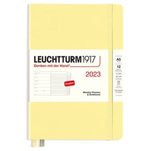 Diář Leuchtturm 2023 Vanilla, Weekly Planner & Notebook Medium (A5) 2023, with extra booklet, English