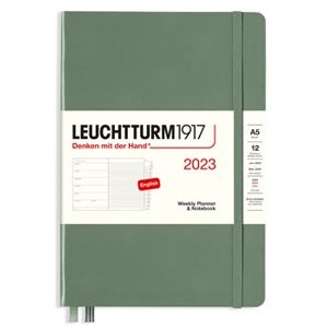 Diář Leuchtturm 2023 Olive, Weekly Planner & Notebook Medium (A5) 2023, with extra booklet, English